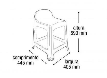 Imagem de Kit 2 Banquetas Banquinho Plástico 59x44x40CM Com Encosto 25638PM Arqplast