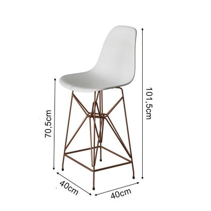 Imagem de Kit 2 Banquetas Bistrô Alta Eames Eiffel Branca Base Ferro Cobre