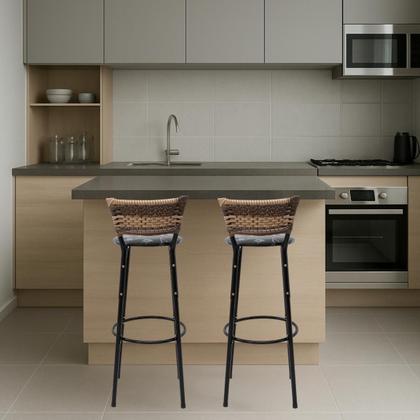 Imagem de kit 2 Banquetas Cadeiras Bancos 80cm Balcão Ilha Bar Bancada Cozinha Gourmet Área de Lazer Itagold