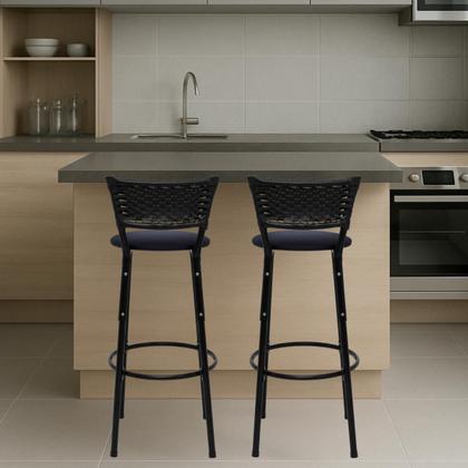 Imagem de Kit 2 Banquetas Cadeiras Bancos Altos Para Cozinha Gourmet Bistro Balcão Bares Ilha Bancada Area Lazer Itagold