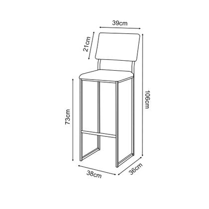 Imagem de Kit 2 Banquetas com Encosto Industrial e Moderna Nina Cobre e material sintético Preto