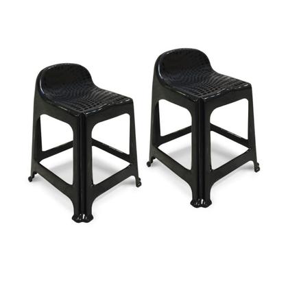 Imagem de Kit 2 Banquetas Com Encosto Preta Arqplast