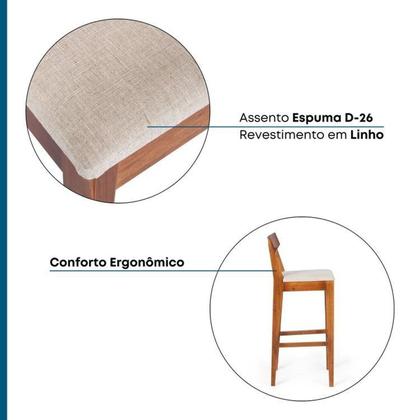 Imagem de Kit 2 Banquetas de Madeira Maciça Loop Linho