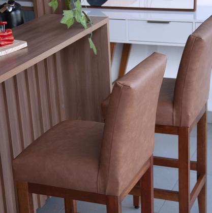 Imagem de Kit 2 Banquetas de Material Sintético Para Bar Balcão Bancada Com Encosto Estofada