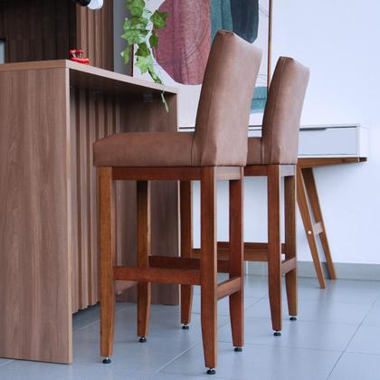 Imagem de Kit 2 Banquetas de Material Sintético Para Bar Balcão Bancada Com Encosto Estofada