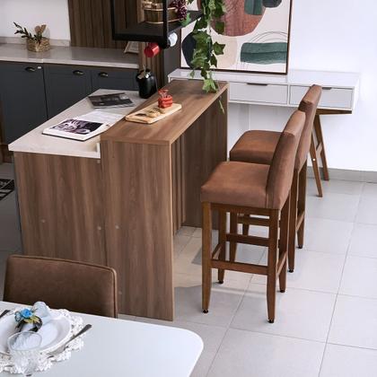 Imagem de Kit 2 Banquetas de Material Sintético Para Bar Balcão Bancada Com Encosto Estofada