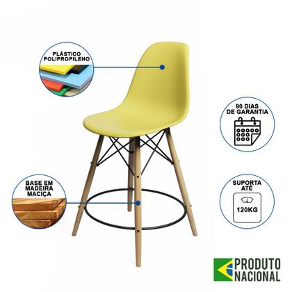 Imagem de Kit 2 Banquetas Eames Eiffel de Madeira Assento Amarelo
