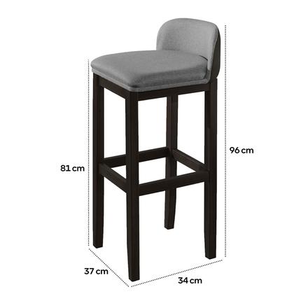 Imagem de Kit 2 Banquetas Luxo Alta Onix - Base em Madeira Maciça - Estofado em Linho Com Composê no material sintético - Preto