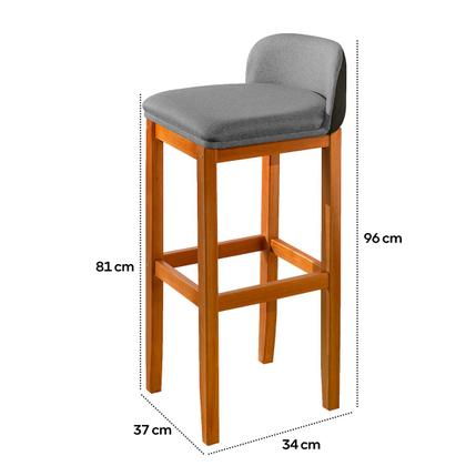 Imagem de Kit 2 Banquetas Luxo Alta Onix -Base em Madeira Maciça - Estofado em Linho Com Composê no material sintético - Preto