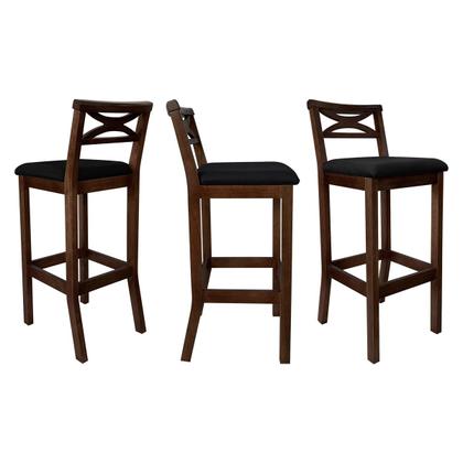 Imagem de Kit 2 Banquetas Media Estofada para Bancada Madri Madeira Capuccino Suede Preto CCS
