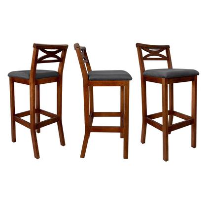 Imagem de Kit 2 Banquetas Média Estofada para Bancada Madri Madeira Castanho Suede Cinza CCS