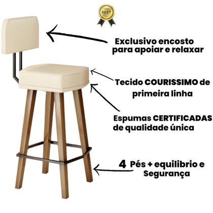 Imagem de Kit 2 Banquetas para Área Gourmet Cozinha Americana Bancada Ilha Balcão de Cozinha