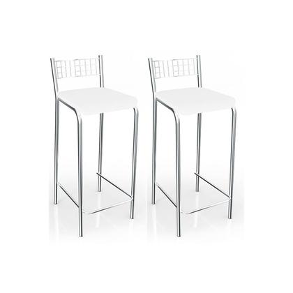 Imagem de Kit 2 Banquetas Sala Jantar Gênova 2B705CR 2 Un Níquel/Courano Branco - Kappesberg