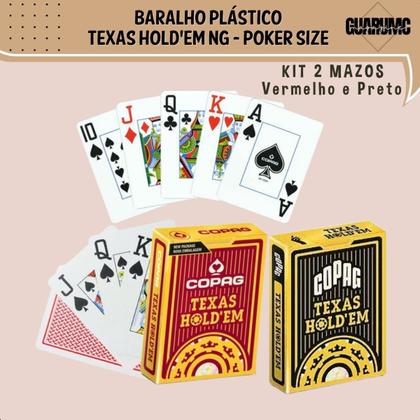 Imagem de Kit 2 Baralho Profissional Poker Copag Original Texas Hold'em NG