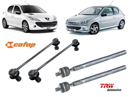 Imagem de Kit 2 Barra Axial + 2 Bieleta Estabilizadora Peugeot 206 207