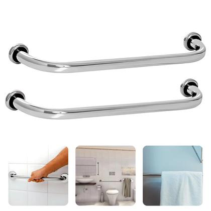 Imagem de Kit 2 Barra de Apoio Reta 80cm Barra Para Banheiro Alça Suporte Anti Queda Idoso Gestante Crianças Corrimão Segurança PCD