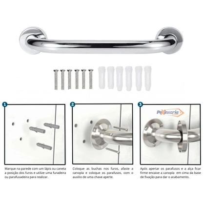 Imagem de Kit 2 Barras de Apoio 20cm Aço Inoxidável