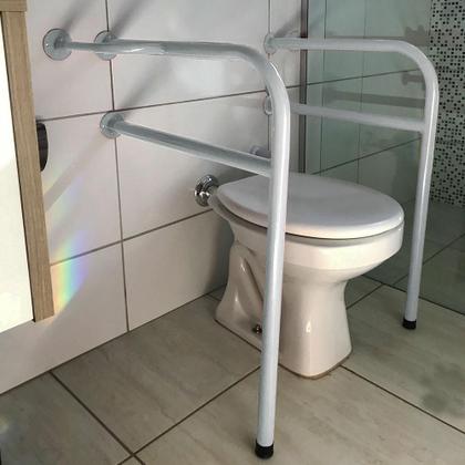 Imagem de Kit 2 Barras De Apoio Para Banheiro Em Aço Para Idosos 77cm
