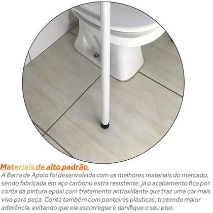 Imagem de Kit 2 Barras De Apoio Para Banheiro Em Aço Para Idosos 77cm