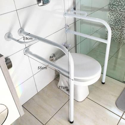 Imagem de Kit 2 Barras De Apoio Para Banheiro Em Aço Para Idosos 77cm