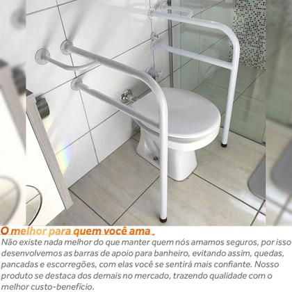 Imagem de Kit 2 Barras De Apoio Para Banheiro Em Aço Para Idosos 77cm