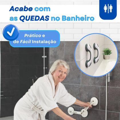 Imagem de Kit 2 Barras De Apoio Portatil Banheiro Para Idosos Deficientes Com Ventosa Forte