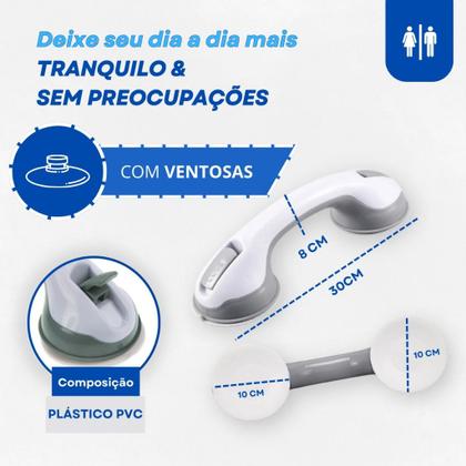 Imagem de Kit 2 Barras De Apoio Portatil Banheiro Para Idosos Deficientes Com Ventosa Forte
