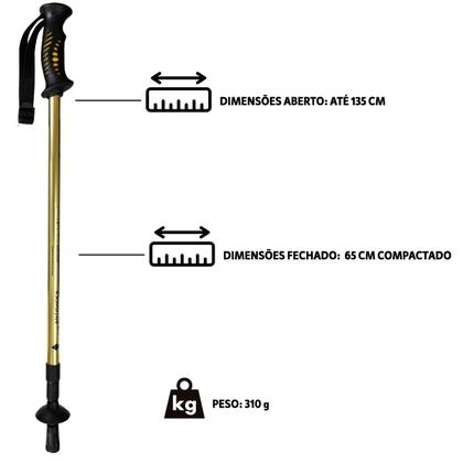 Imagem de Kit 2 Bastão Retrátil com Amortecedor Dobrável e Leve para Caminhadas e Trilhas Nautika Ntk