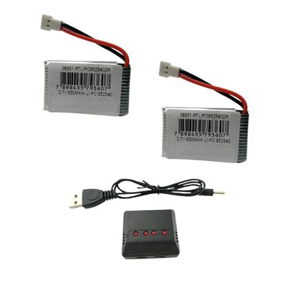 Imagem de Kit 2 Bateria para drones 650mah + carregador 4x1