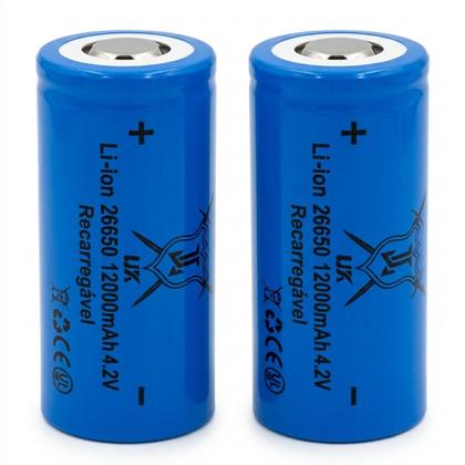 Imagem de Kit 2 Baterias 26650 12000mAh Recarregável 4.2v Li-ion Para Lanterna Rádios Brinquedo - Envio Rápido