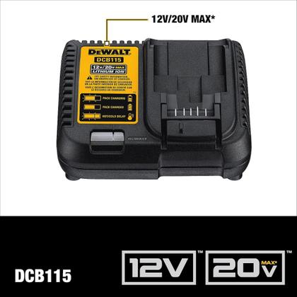 Imagem de Kit 2 Baterias 5Ah 20V MAX com Carregador DCB115-BR e Bolsa DCB205C2K-BR  Desempenho e Praticidade para Profissionais