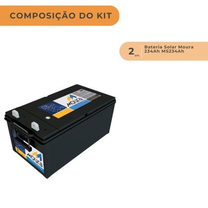 Kit 2 baterias Moura 234Ah 12V (antiga 220Ah) - 12MS234 - SUN21 Imagem de Kit 2 baterias Moura 234Ah 12V (antiga 220Ah) - 12MS234