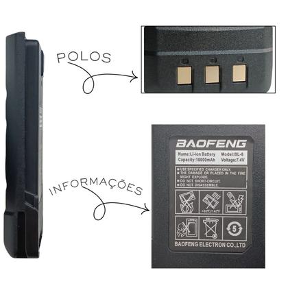 Imagem de Kit 2 Baterias Para Rádio Comunicador Baofeng Modelo UV6
