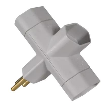 Imagem de Kit 2 Benjamim Adaptador T Tomada 3 Pino 10A Margirius Cinza