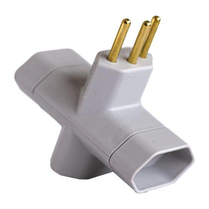 Imagem de Kit 2 Benjamim Adaptador T Tomada 3 Pino 10A Margirius Cinza