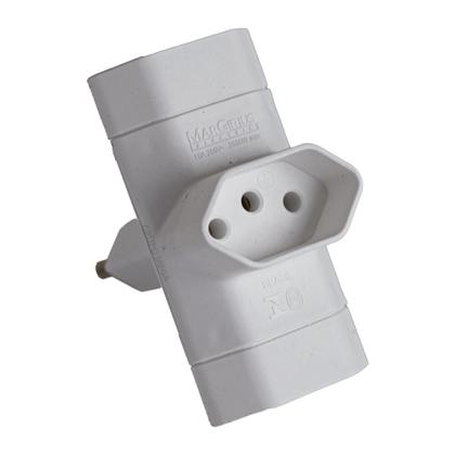 Imagem de Kit 2 Benjamim Adaptador T Tomada 3 Pino 10A Margirius Cinza