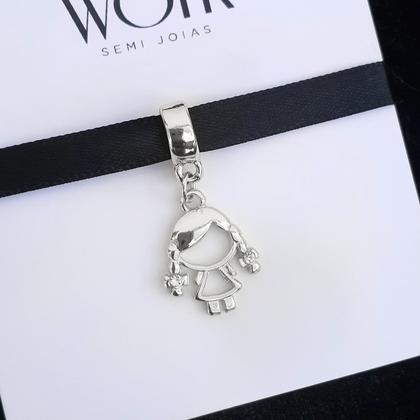 Imagem de Kit 2 Berloques Menina Filha Banhado a Prata 925