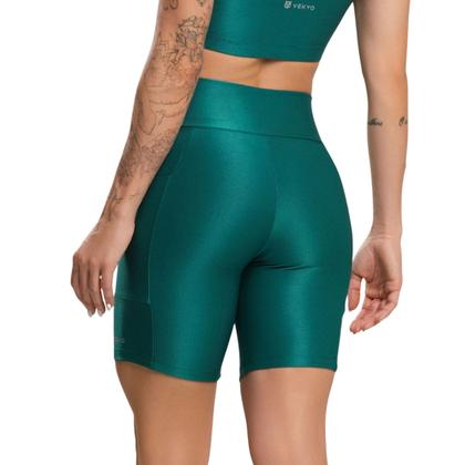 Imagem de KIT 2 Bermuda Fitness Com Bolso Esmeralda Bella Fiore Cós Alto Academia Treino Feminina Musculação Tamanho:MCor:Preto+v