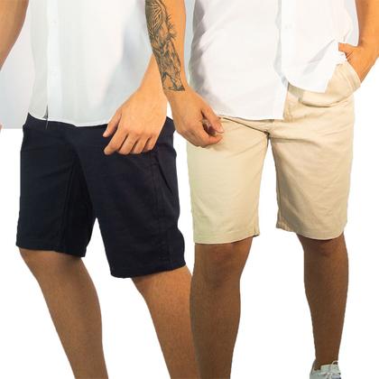 Imagem de Kit 2 Bermuda Masculina de Sarja Colorida Tradicional Shorts - Verão Lançamento 2023