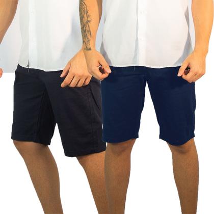 Imagem de Kit 2 Bermuda Masculina de Sarja Colorida Tradicional Shorts - Verão Lançamento 2023