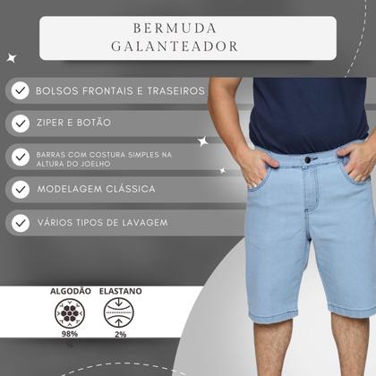 Imagem de Kit 2 Bermuda Masculina Jeans Premium Algodão Elastano Tradicional Plus