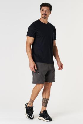 Imagem de Kit 2 Bermudas Cargo Sarja com Zíper Preto/Cinza Escuro - M