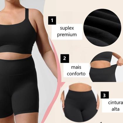 Imagem de Kit 2 Bermudas Femininas G1 Plus Size Fitness Academia Cintura Alta - Veste 48/50