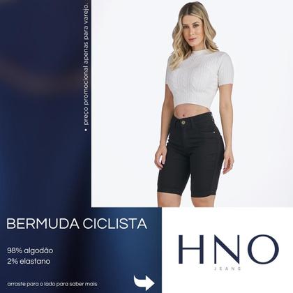 Imagem de Kit 2 Bermudas Jeans HNO Jeans Ciclista com Elastano Azul Stone e Preto