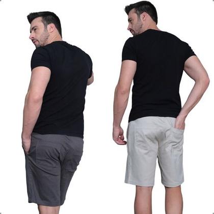 Imagem de Kit 2 Bermudas Jogger Masculina De Sarja Com Elastano Cordão Ajustável