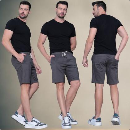 Imagem de Kit 2 Bermudas Jogger Masculina De Sarja Com Elastano Cordão Ajustável
