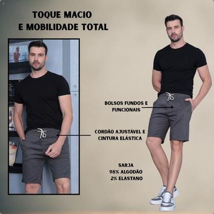 Imagem de Kit 2 Bermudas Jogger Masculina De Sarja Com Elastano Cordão Ajustável