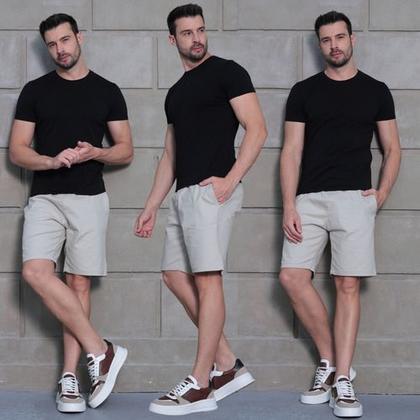 Imagem de Kit 2 Bermudas Jogger Masculina De Sarja Com Elastano Cordão Ajustável