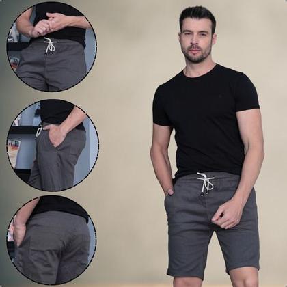 Imagem de Kit 2 Bermudas Jogger Masculina De Sarja Com Elastano Cordão Ajustável
