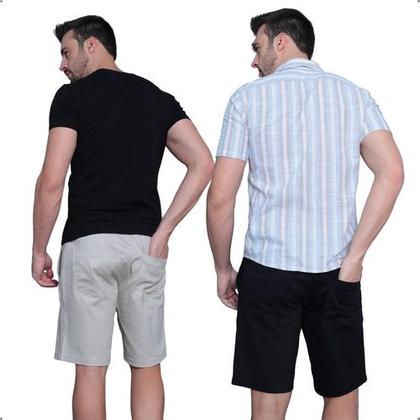 Imagem de Kit 2 Bermudas Jogger Masculina De Sarja Com Elastano Cordão Ajustável